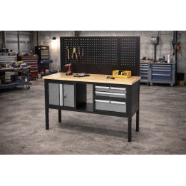 Mesa de Trabajo Modular de 1525 mm con 3 Cajones y Panel Perforado
