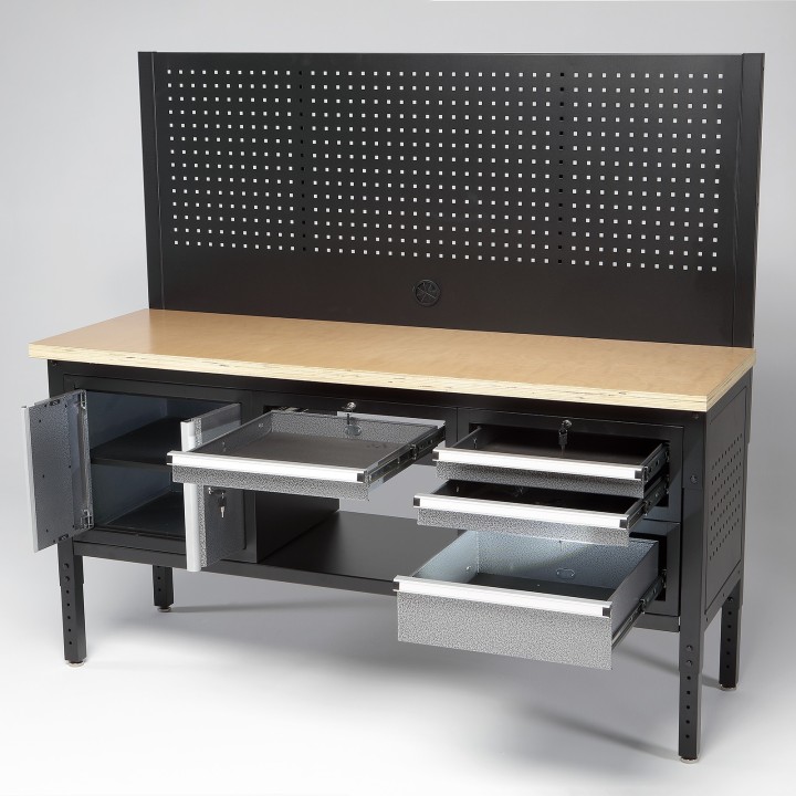 Mesa de Trabajo Modular de 1830 mm con 4 Cajones, Doble Puerta y