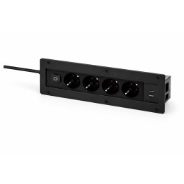 Regleta de 4 Enchufes y 2 Puertos USB para Panel de Mesa Modular ALYCO