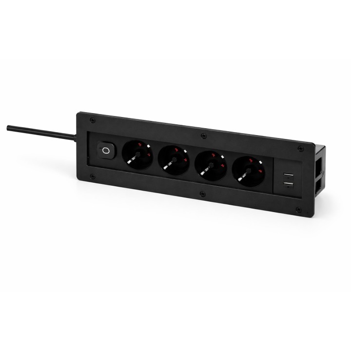 Regleta de 4 Enchufes y 2 Puertos USB para Panel de Mesa Modular ALYCO