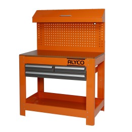 Mesa De Trabajo Metálica Con 3 Cajones, Panel Y Almacén Superior