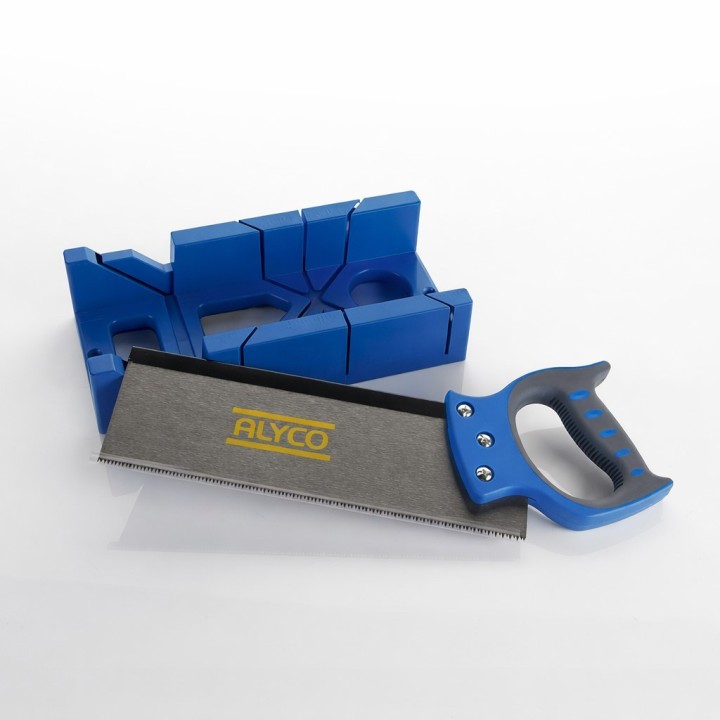 Juego de serrucho de costilla y caja de ingletear ALYCO
