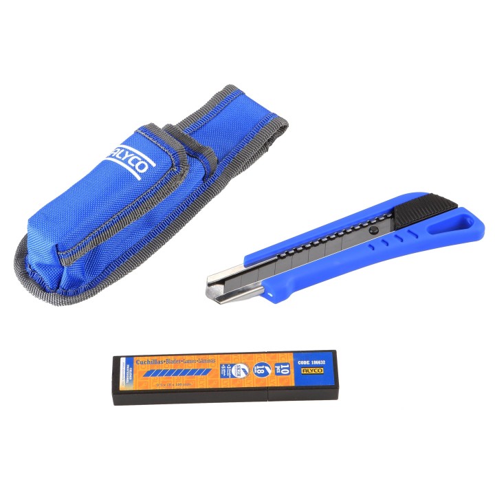 Juego De Cutter Y 10 Cuchillas Fragmentables Sk2H 18 Mm En Bolsa De