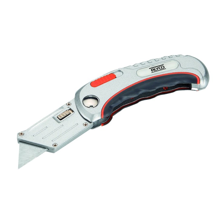 Cutter Abatible Cuchilla Trapezoidal Con Mango Metálico ALYCO ORANGE