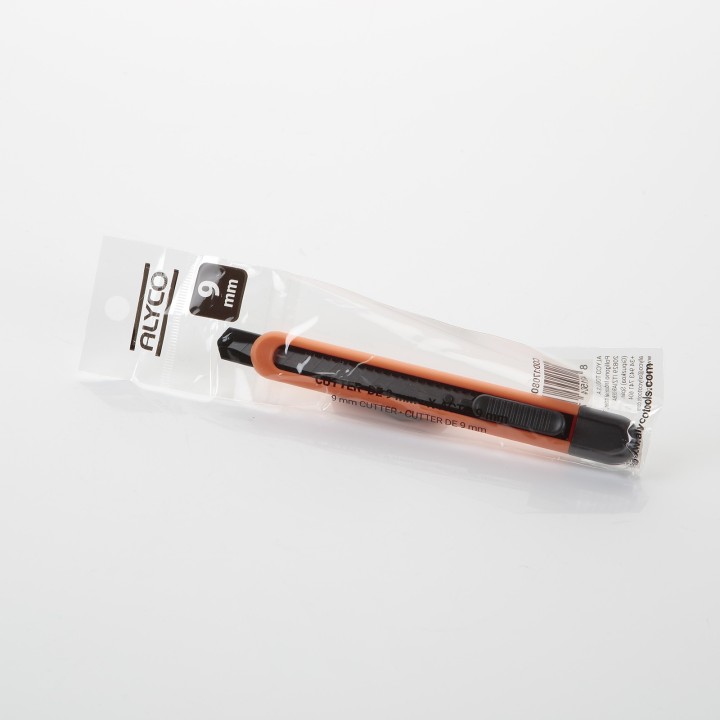 Cutter De Cuchilla Fragmentable De 9 Mm Con Guía Metálica ALYCO ORANGE