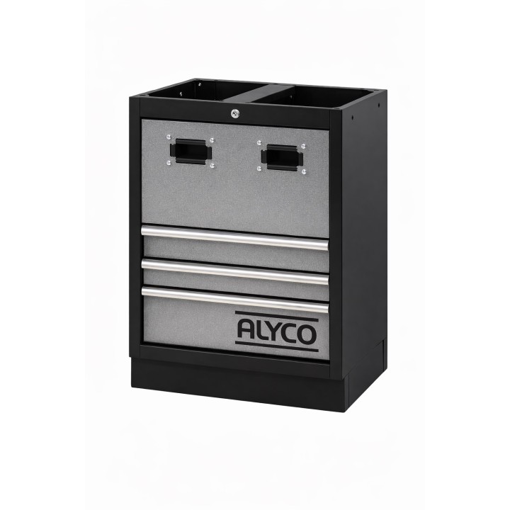 Armario Base Metalico 3 Cajones con 2 Orificios, sin encimera Alyco