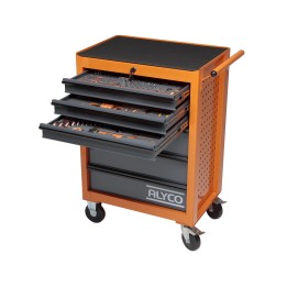 Carro de 6 Cajones con 235 Herramientas Alyco Orange