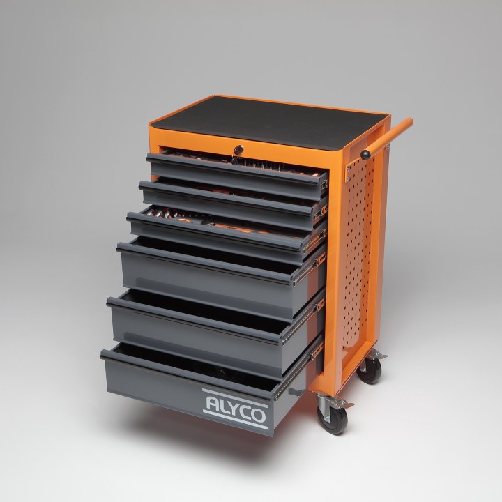 Carro de 6 Cajones con 235 Herramientas Alyco Orange