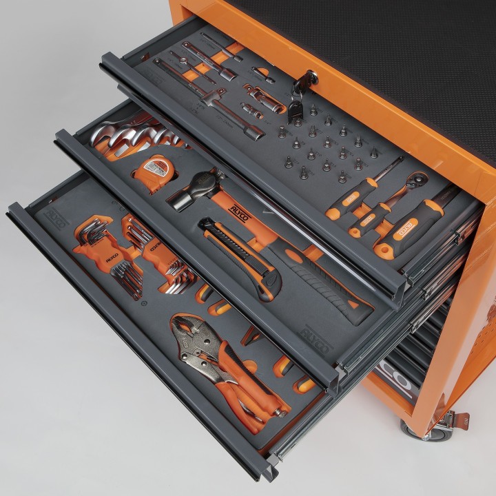 Carro de 8 Cajones con 235 Herramientas Alyco Orange