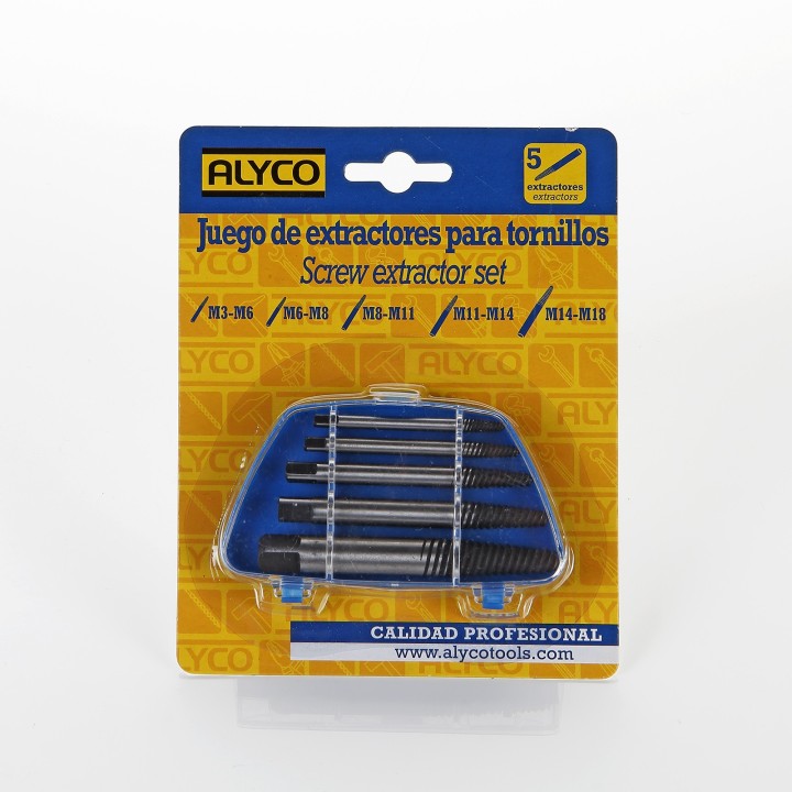 Juego De Extractores Para Tornillos En Caja De Plástico ALYCO