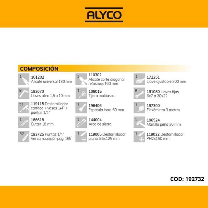 Caja Metálica de 3 Bandejas con Herramientas ALYCO