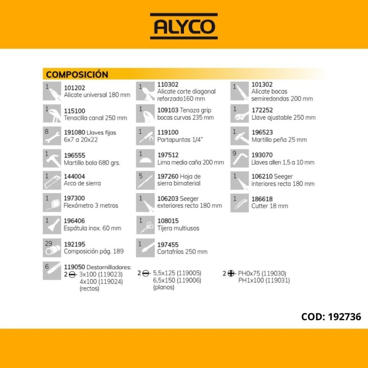 Caja Metálica de 5 Bandejas con Herramientas ALYCO