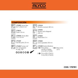 Caja Metálica con Bandeja Interior y 60 Herramientas ALYCO ORANGE