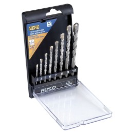 Juego de 8 brocas para hormigón con mango cilíndrico en caja de