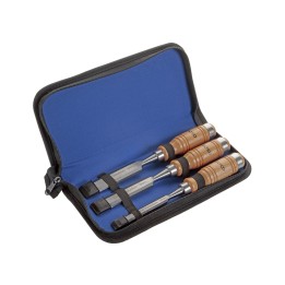 Juego de 3 formones ALYCO en estuche de nylon, con mango bimaterial
