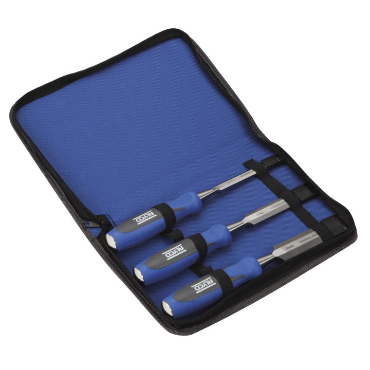 Juego de 3 formones ALYCO en estuche de nylon, con mango bimaterial
