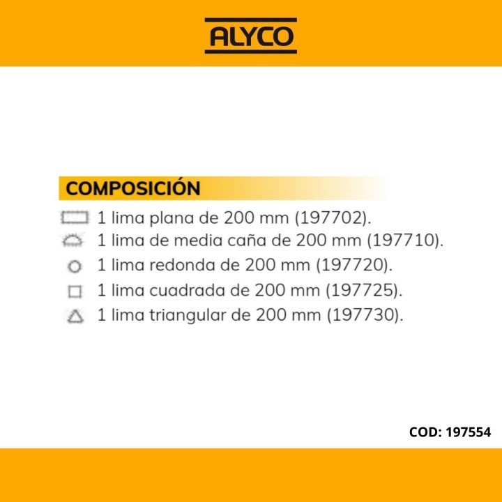 Juego De 5 Limas Bastas ALYCO