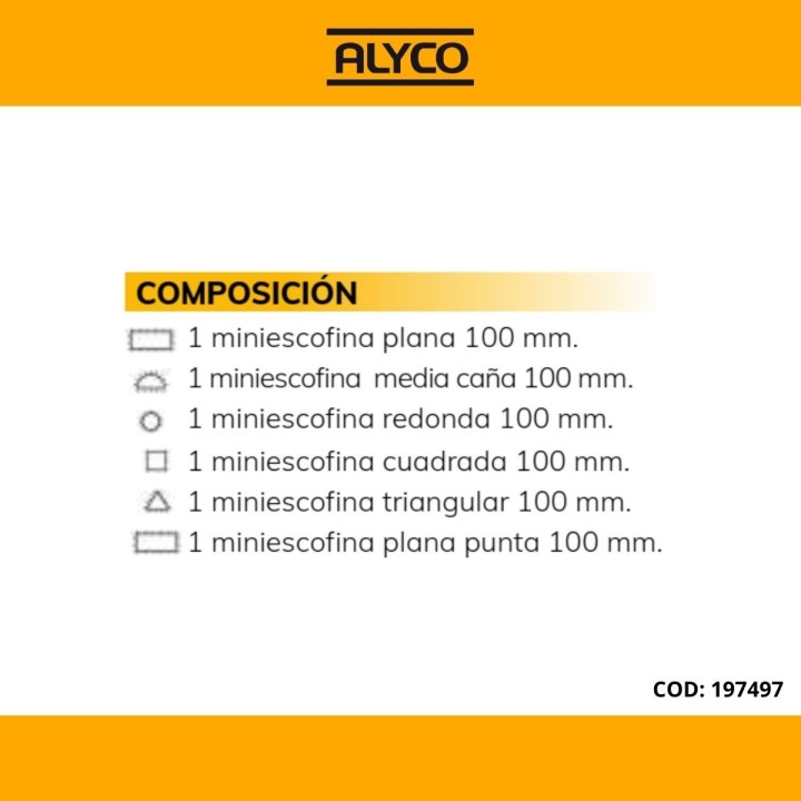 Juego De MiniEscofinas En Caja De Plástico 6 Pzs ALYCO