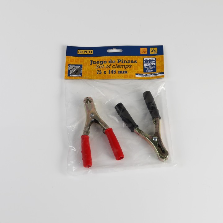Juego de dos pinzas para batería de Acero-Zinc 125 A 145X75 Mm Alyco