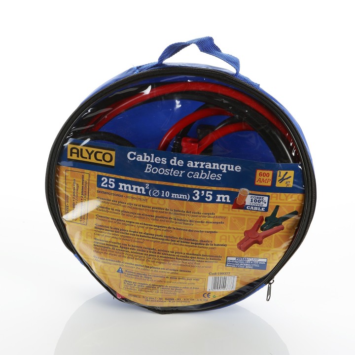 Cable De Arranque De Cobre 3,5M. Y Pinzas De Acero-Bronce 600A ALYCO
