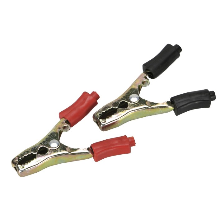 Juego de 2 pinzas para batería de acero cincado 45 A 80X55 mm Alyco