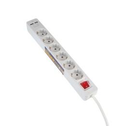 Base Múltiple Con Interruptor 3, 5 o 6 Enchufes + 2 USB, cable de