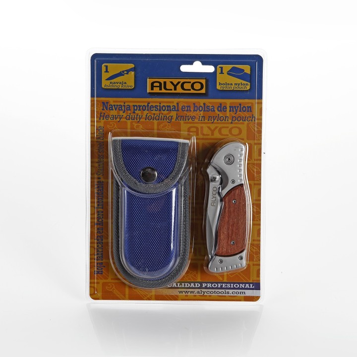 Navaja De Acero Inoxidable De 85 mm Con Mango De Madera Y Bolsa De