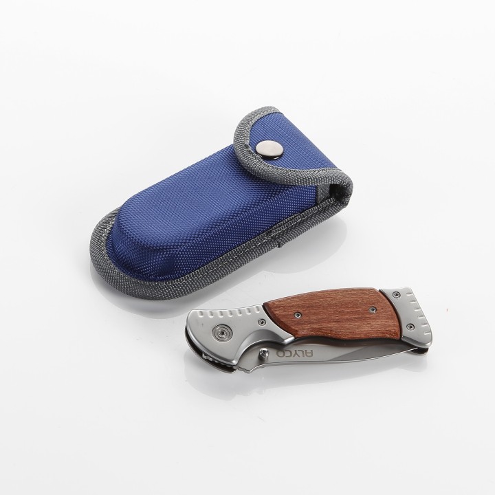 Navaja De Acero Inoxidable De 85 mm Con Mango De Madera Y Bolsa De