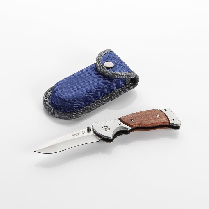 Navaja De Acero Inoxidable De 85 mm Con Mango De Madera Y Bolsa De