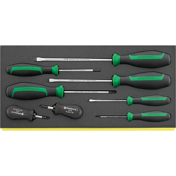 Juego de 8 destornilladores DRALL+ en bandeja TCS