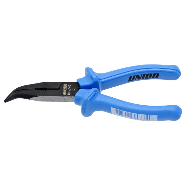 Alicate con puntas semirredondas, boca curva con corte y grip - 512/4G