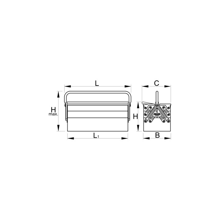 Caja portaherramientas con 5 compartimientos - 912/5