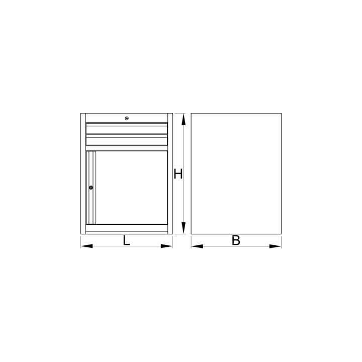 Armario modular ancho con 2 cajones y puerta-663 x 650 x 870