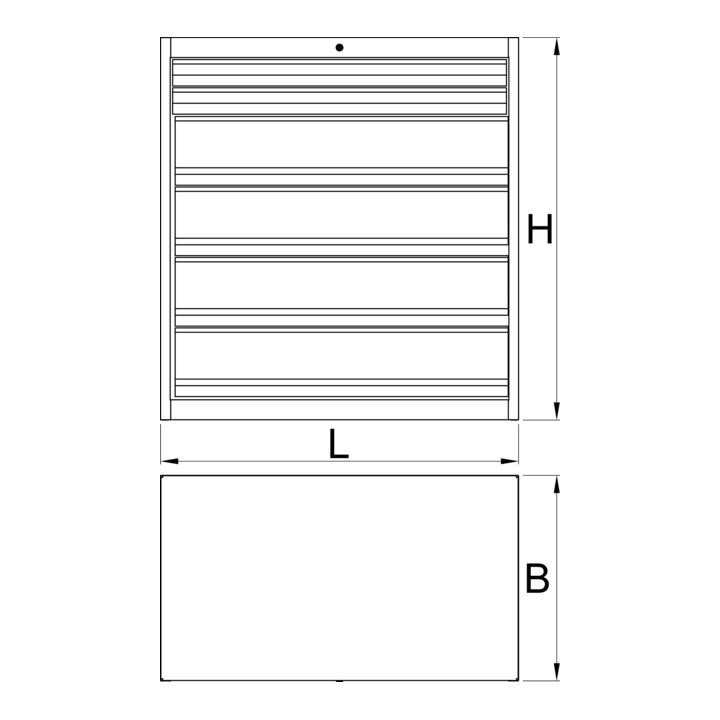 Armario modular con 6 cajones para servicios pesados NEGRO