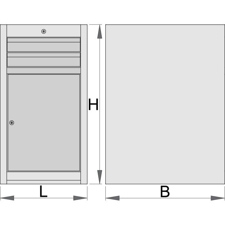 Armario modular estrecho de 2 cajones y una puerta - 990NDD2