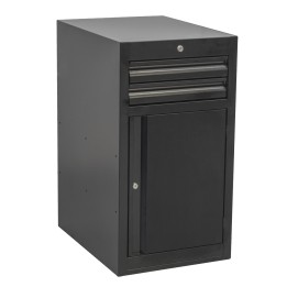 Armario modular estrecho de 2 cajones y una puerta NEGRO