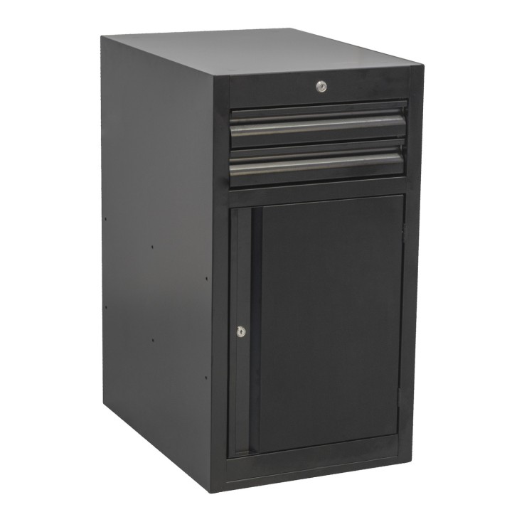 Armario modular estrecho de 2 cajones y una puerta NEGRO