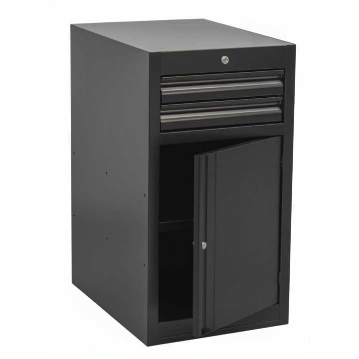 Armario modular estrecho de 2 cajones y una puerta NEGRO