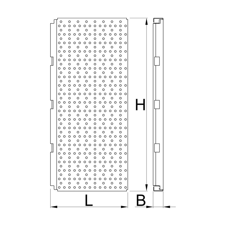Panel perforado para banco de trabajo modular angular, 4 piezas