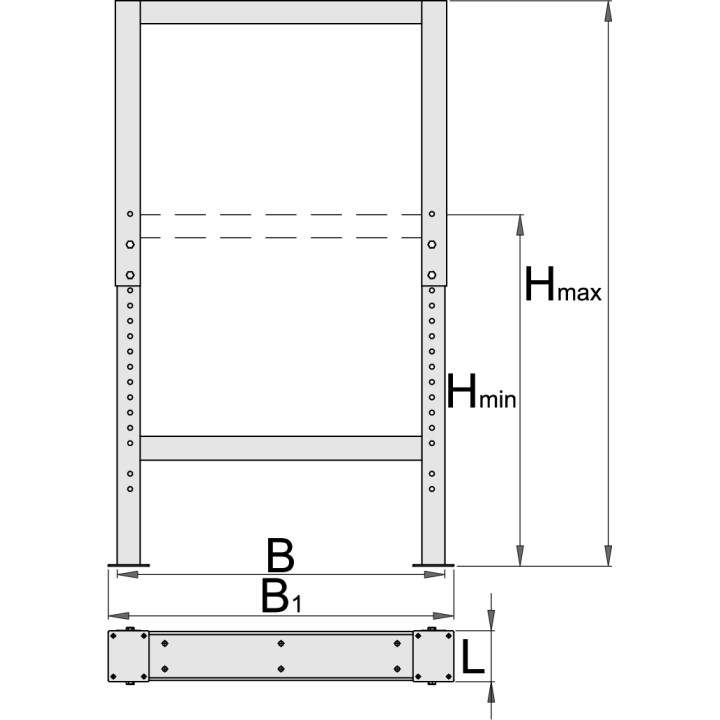 Pata ajustable para banco de trabajo modular NEGRA - 990LA-BLACK