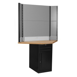 Banco Técnico esquinero con mueble estrecho y panel trasero - 990TBC