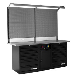 Banco técnico, frontal completo con panel trasero y luz - 990TB1