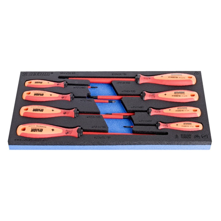 Juego de destornilladores PH aislados VDE TBIen bandeja SOS - 964VDE8B