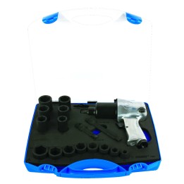 Juego de pistola neumática y vasos de impacto de 1/2" en caja de