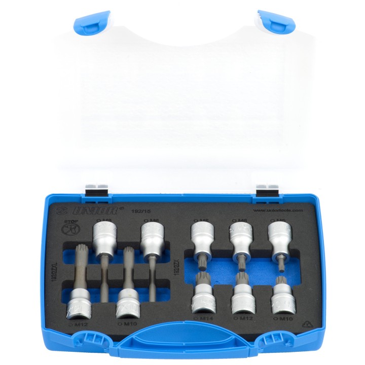 Juego de vasos con punta de 1/2" en caja plástico - 192/15