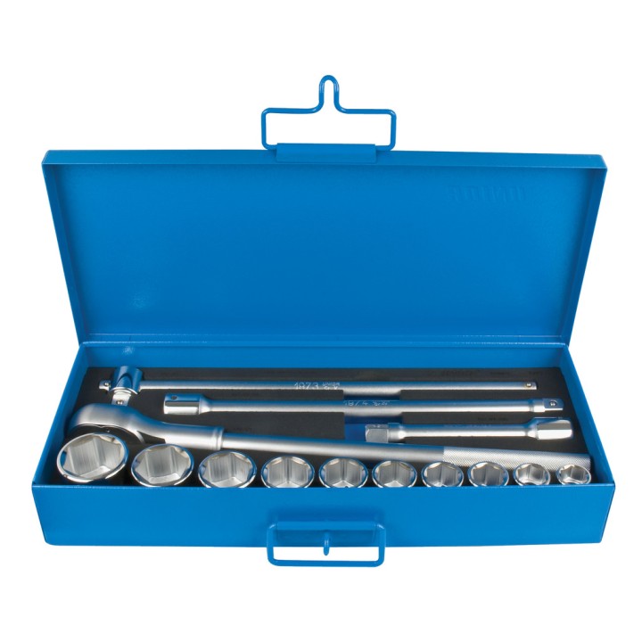 Juego de vasos y accesorios de 3/4" en caja metálica - 197MB2