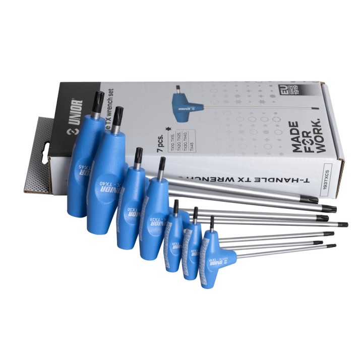Juego de destornilladores perfil Torx con mango en T, en expositor