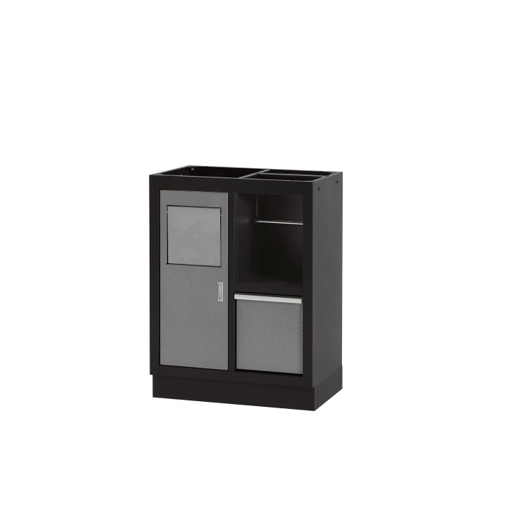 Armario Base Con Portón Y Dispositivos Para Cubo De Basura Y Rollo