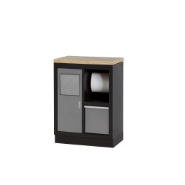 Armario Base Con Portón Y Dispositivos Para Cubo De Basura Y Rollo