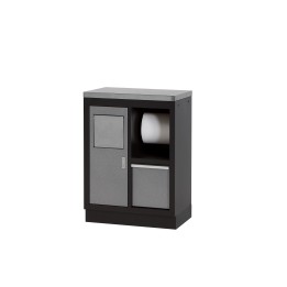 Armario Base Con Portón Y Dispositivos Para Cubo De Basura Y Rollo